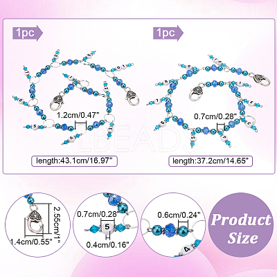 2Pcs 2 Style Knitting Row Counter Chains HJEW-NB0001-78-1