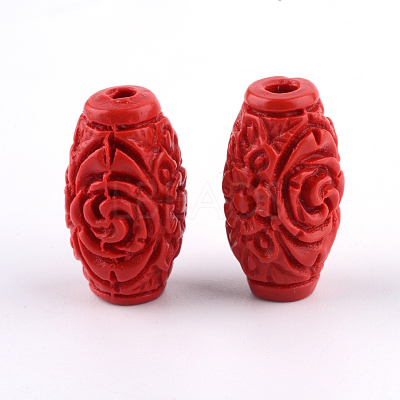 Carved Cinnabar Beads CARL-Q004-76B-1