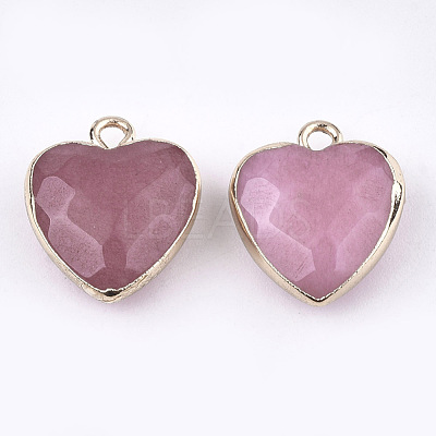 Electroplate Natural White Jade Pendants G-T112-03G-1