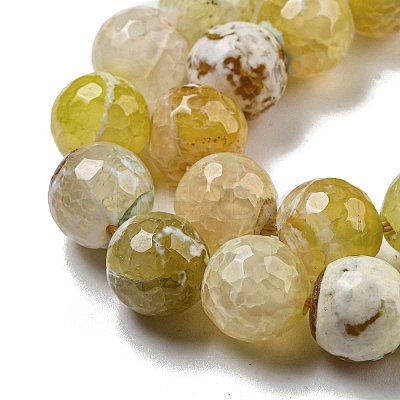 Faceted Natural Fire Crackle Agate Beads Strands G-F447-12mm-N02-1