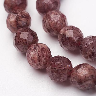 Natural Strawberry Quartz Bead Strands G-P213-09-6mm-1