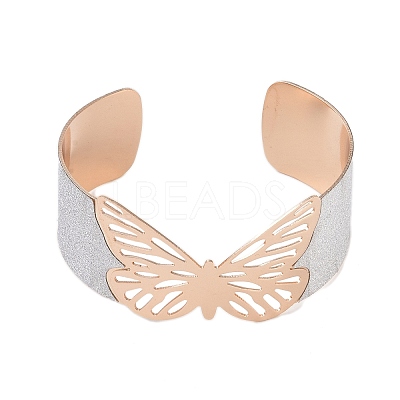 Butterfly Alloy Open Cuff Bangles for Women LS-BJEW-L686-01B-1