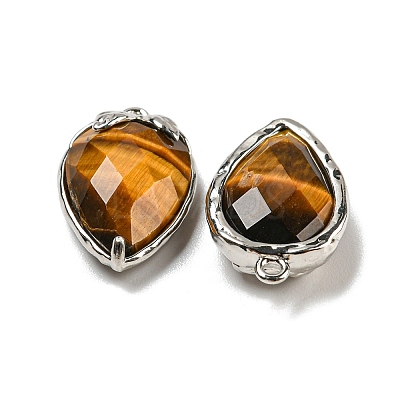 Natural Tiger Eye Faceted Pendants G-M431-06P-11-1