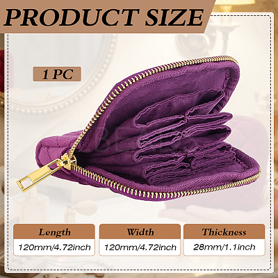 Rhombus Textured Velvet Jewelry Storage Zipper Pouches for Earrings Rings Bracelets Necklaces ABAG-WH0085-012F-1