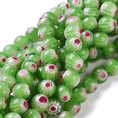 Round Millefiori Glass Beads Strands LK-P002-12-1