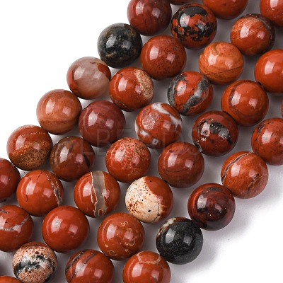 Natural Red Jasper Bead Strands G-R193-11-8mm-1