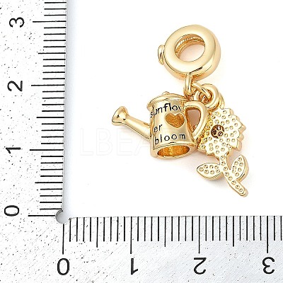 Rack Plating Brass Clear Cubic Zirconia European Dangle Charms KK-P287-16G-1