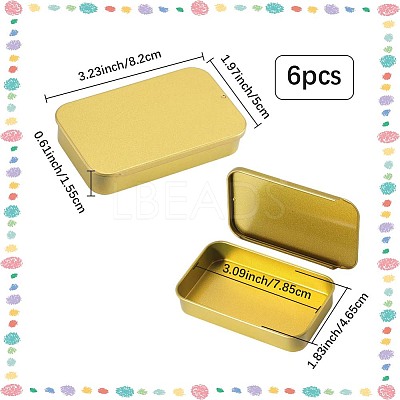 6Pcs Slide Top Tinplate Trinket Storage Boxes CON-SP0001-23D-1