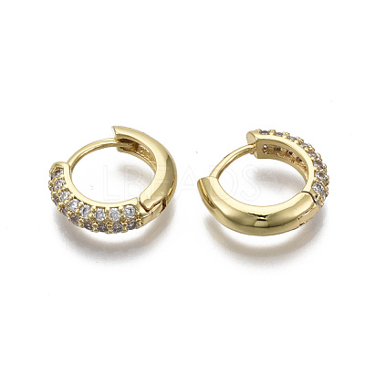 Brass Micro Pave Cubic Zirconia Huggie Hoop Earrings EJEW-R144-004E-NF-1