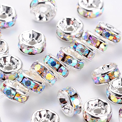 Brass Rhinestone Spacer Beads RB-A014-Z6mm-28S-NF-1