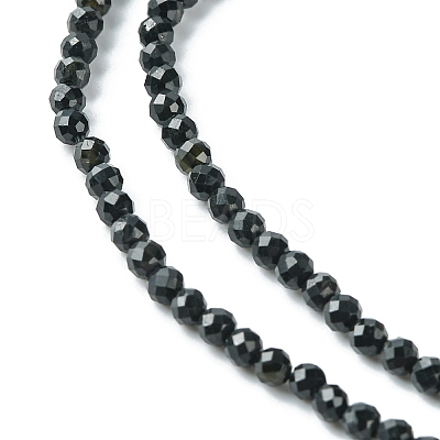 Natural Black Tourmaline Beads Strands G-F748-Y01-02-1