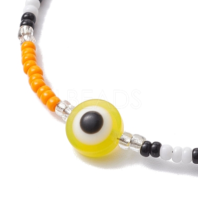 Resin Evil Eye & Glass Seed Beaded Bracelets BJEW-MZ00049-1