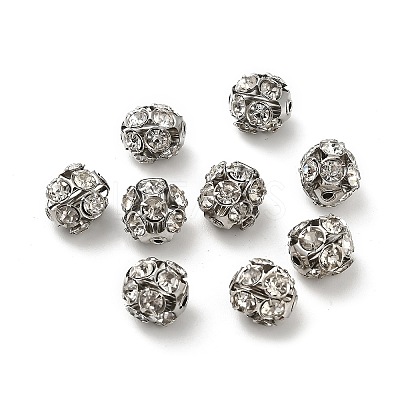 10mm Brass Crystal Rhinestone Beads KK-S519-01C-P-1