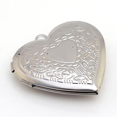 Tarnish Resistant 316 Stainless Steel Photo Locket Pendants STAS-S046-11-1