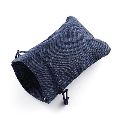 Polyester Imitation Burlap Packing Pouches Drawstring Bags ABAG-R005-14x10-12-1