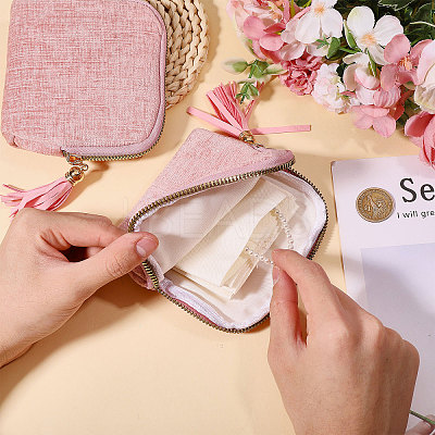 Velvet Jewelry Storage Zipper Bags with Tassel ABAG-WH0045-76-1