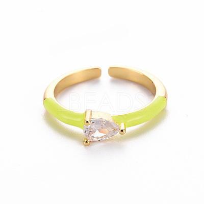 Brass Enamel Cuff Rings RJEW-T016-27J-NF-1