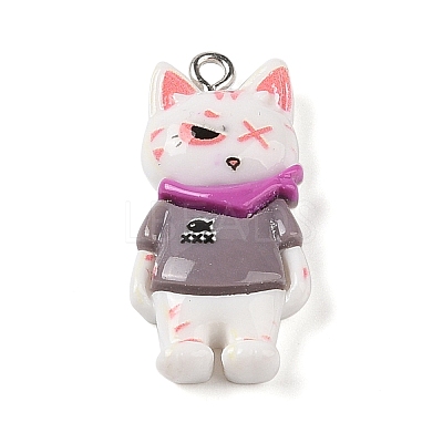 Opaque Resin Cat Pendants RESI-S399-07B-1