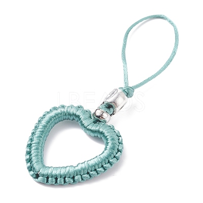 Heart Braided Nylon Cord Mobile Accessories HJEW-JM00607-02-1