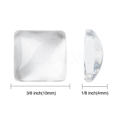 Transparent Clear Glass Square Cabochons X-GGLA-A001-10mm-1