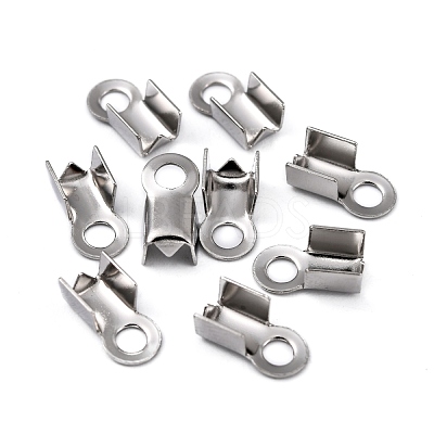 Tarnish Resistant 304 Stainless Steel Fold Over Crimp Cord Ends STAS-M009-01B-1
