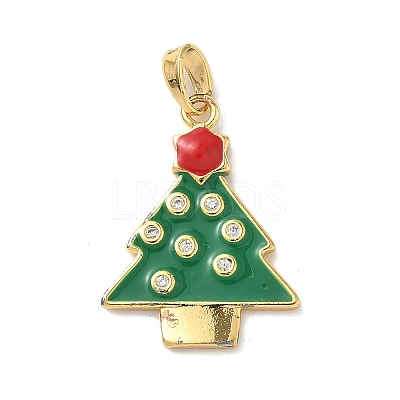 Christmas Brass Micro Pave Cubic Zirconia Pendants KK-K305-07C-02-1
