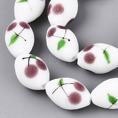 Frosted Handmade Lampwork Beads Strands LAMP-N037-03D-1