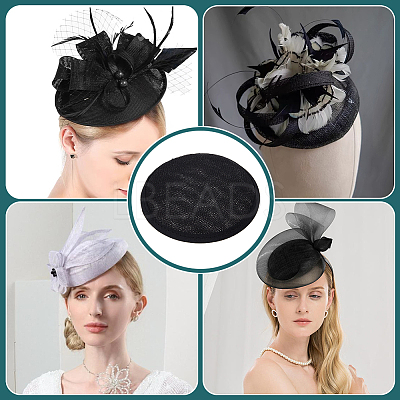 Imitation Hemp Round Fascinator Hat Base for Millinery AJEW-WH0472-45A-02-1