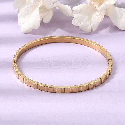 304 Stainless Steel Textured Hinged Cuff Bangles for Women SA-CBAC920-18G-1