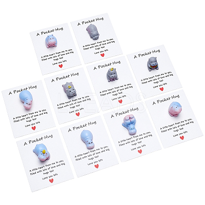 20Pcs 10 Styles Resin Hippo Figurines Ornaments DJEW-GA0001-94-1