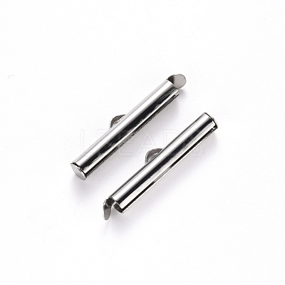 Non-Tarnish 304 Stainless Steel Slide On End Clasp Tubes X-STAS-S115-01H-P-1