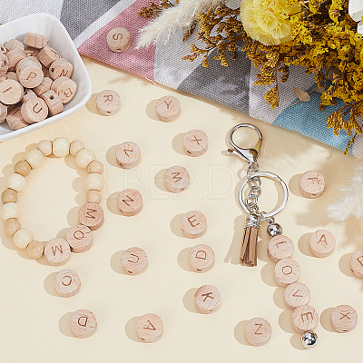 52Pcs 26 Styles Beech Wood Beads WOOD-PA0001-60-1
