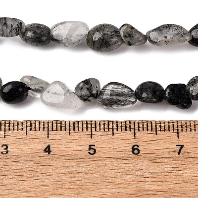 Natural Black Rutilated Quartz Beads Strands G-F439-08-1