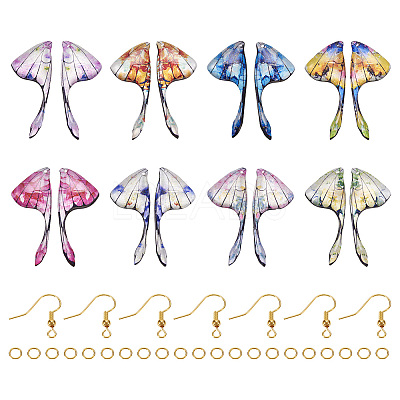 DIY Brass & Epoxy Resin Butterfly Wing Dangle Earring Jewelry Kits DIY-TA0010-65B-1