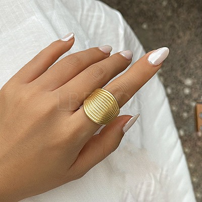 Matte Gold Alloy Adjustable Rings for Women RJEW-K260-07C-1
