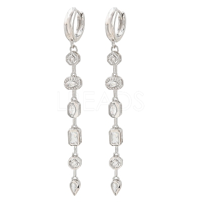 Brass Micro Pave Cubic Zirconia Hoop Dangle Earrings KK-CBA8324-09P-1