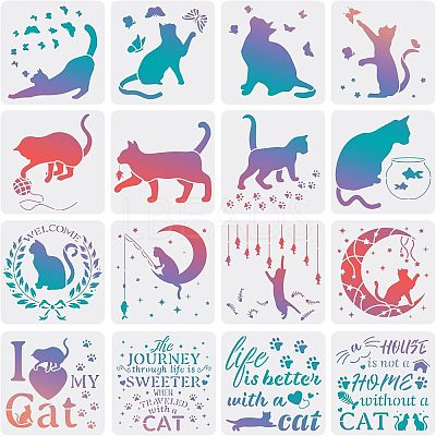 PET Hollow out Drawing Painting Stencils Sets DIY-WH0172-377-1