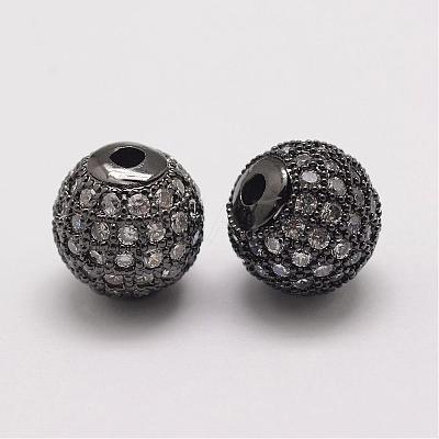 Brass Micro Pave Cubic Zirconia Beads ZIRC-E110-07B-1