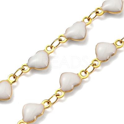 Ion Plating(IP) Golden 304 Stainless Steel Heart Link Chain Necklaces NJEW-E098-02G-06-1