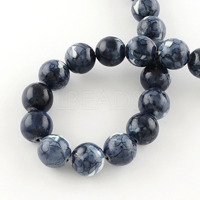 Dyed Natural Ocean White Jade Round Bead Strands G-R295-4mm-01-1
