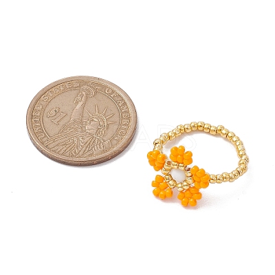 Round Seed Beads with Gemstone Beads Rings RJEW-MZ00015-03-1
