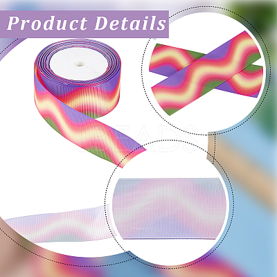 10M Gradient Color Polyester Grosgrain Ribbon OCOR-WH0078-74B-1