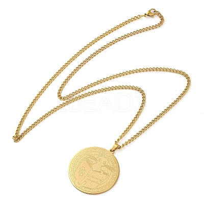 304 Stainlessa Steel Curb Chain Pendant Necklaces LS-NJEW-H034-07G-1
