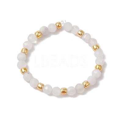 Natural Moonstone Beaded Stretch Rings for Women RJEW-JR00868-06-1