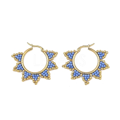Glass Beaded Hoop Earrings EJEW-MZ00750-01-1