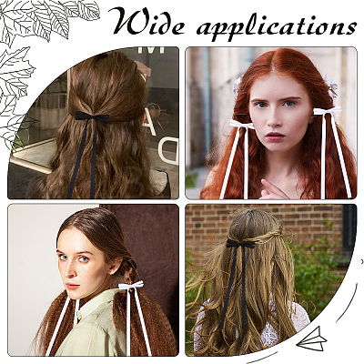 Big Bowknot Polyester Alligator Hair Clips AJEW-CP0008-39B-1