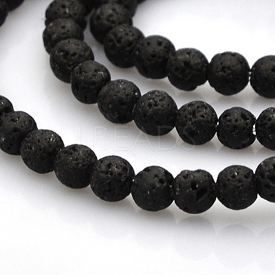 Natural Lava Rock Round Beads Strands G-N0120-18-4mm-1