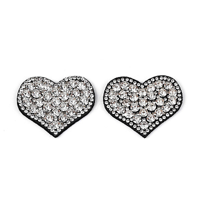 Heart Hotfix Glass Rhinestone with Cloth Patches PATC-T002-02M-1