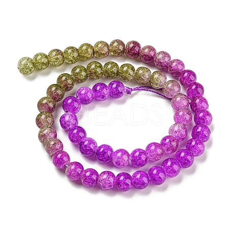 Spray Painted Crackle Glass Beads Strands DGLA-C002-8mm-04-1