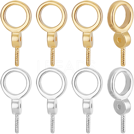 10Pcs 2 Colors 925 Sterling Silver Screw Eye Peg Bails STER-BBC0006-79-1